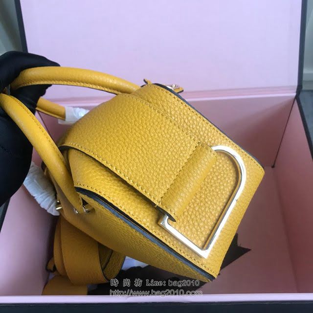 DELVAUX女包 Delvau單肩斜挎包 半手工Cool box 小號 德爾沃女手提包 手拎包 太陽黃  fcs1195
